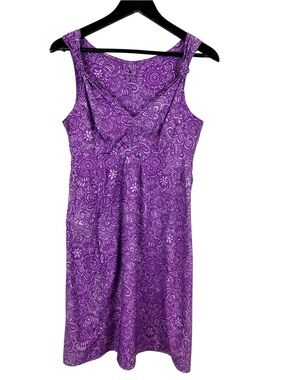 Athleta Nearly Knotical Dress Women's Size 8 Tall Purple Floral Sleeveless